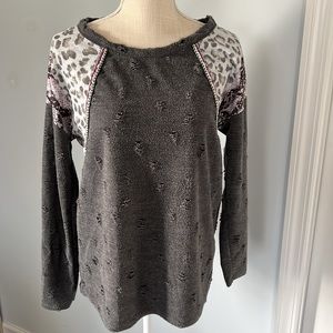 BiBi distressed sweatshirt with animal print, size S